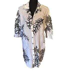 White Shirt Dress Fish Club Z Collection Button-Down Size 1X